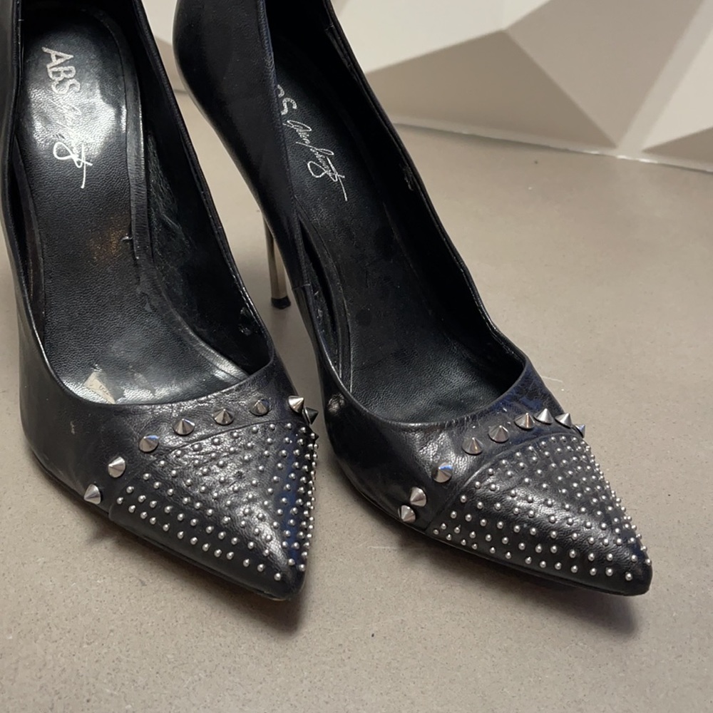 Black leather studded shoes size 10
